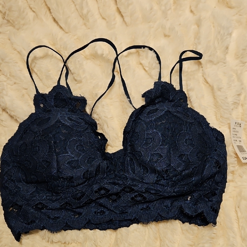 Elegant Lace Bralette - Navy
